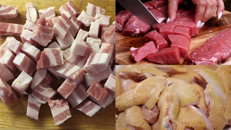 Thịt nạc (gà, bò, heo đã nấu chín)