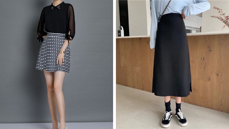 Chân váy công sở dài chữ A lưng cao chân váy dài qua gối dập ly dáng xoè  màu đen đẹp  CV03  Tìm Voucher